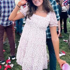 White and pink floral baby doll dress!